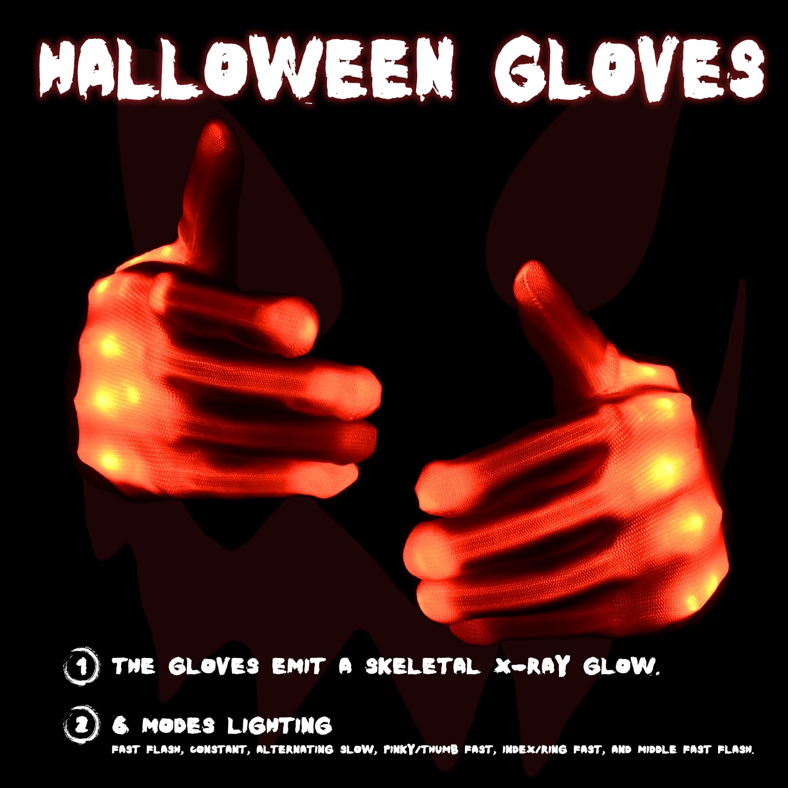 LED Light Up Mask & Gloves Set – Red Halloween Tech-Horror Costume with 3 Lighting Modes & Adjustable Fit