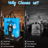 CCINEE 12PCS Halloween Non-Woven Bags with Handle, Large Size Reusable Trick or Treat Tote Bags, 15.7"11.8"5.9"