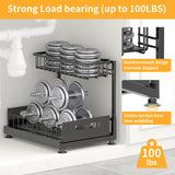 Under Sink Organizer (2-Tier) – L-Shaped Metal Pull-Out Cabinet Storage with Sliding Drawer