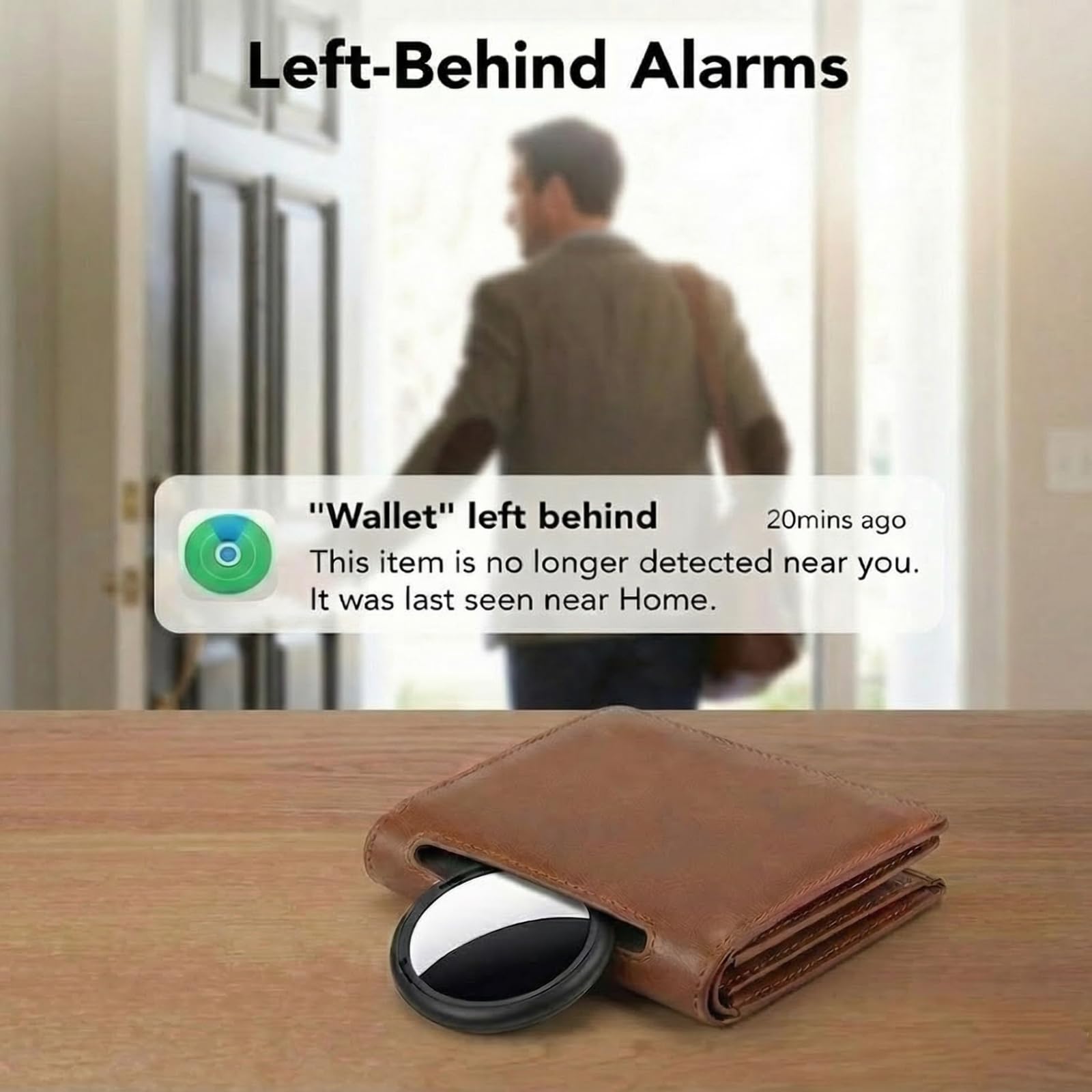 Smart Bluetooth Item Tracker 2-Pack for Apple Find My Network – No Subscription Key & Pet Locator Tags (Black + White)
