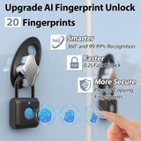 eSmartLock Bluetooth Fingerprint Padlock with App Control, USB Rechargeable Biometric Lock for Gym Locker, Luggage & Storage