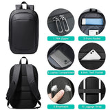 17″ Slim Expandable Business Laptop Backpack with USB Charging Port – Waterproof & Anti-Theft Travel Backpack (Black)