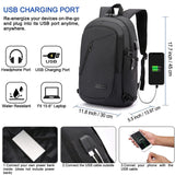 WENIG Anti-Theft Travel Laptop Backpack with USB Charging Port & Lock – 15.6 Inch, Black