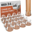 24-Pack Silicone Chair Leg Floor Protectors with Felt Pads – Anti-Scratch Furniture Caps for Hardwood & Tile Floors