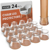 24-Pack Silicone Chair Leg Floor Protectors with Felt Pads – Anti-Scratch Furniture Caps for Hardwood & Tile Floors