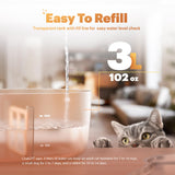 Apricot Pink Cordless Pet Water Fountain 3L – Pump-Free Vacuum System with Sensor & Timer Modes