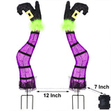 Light-Up Purple Witch Legs Yard Stakes – LED Halloween Decoration with 8 Lighting Modes & Timer Function
