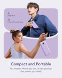 VRURC 10000mAh Slim Power Bank with Built-in Multi Cables & USB-C Fast Recharge – Smart Travel Battery Pack Lavender