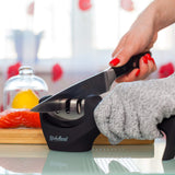 3-Stage Knife Sharpener with Safety Glove – Diamond, Sharpen & Polish System (Black)