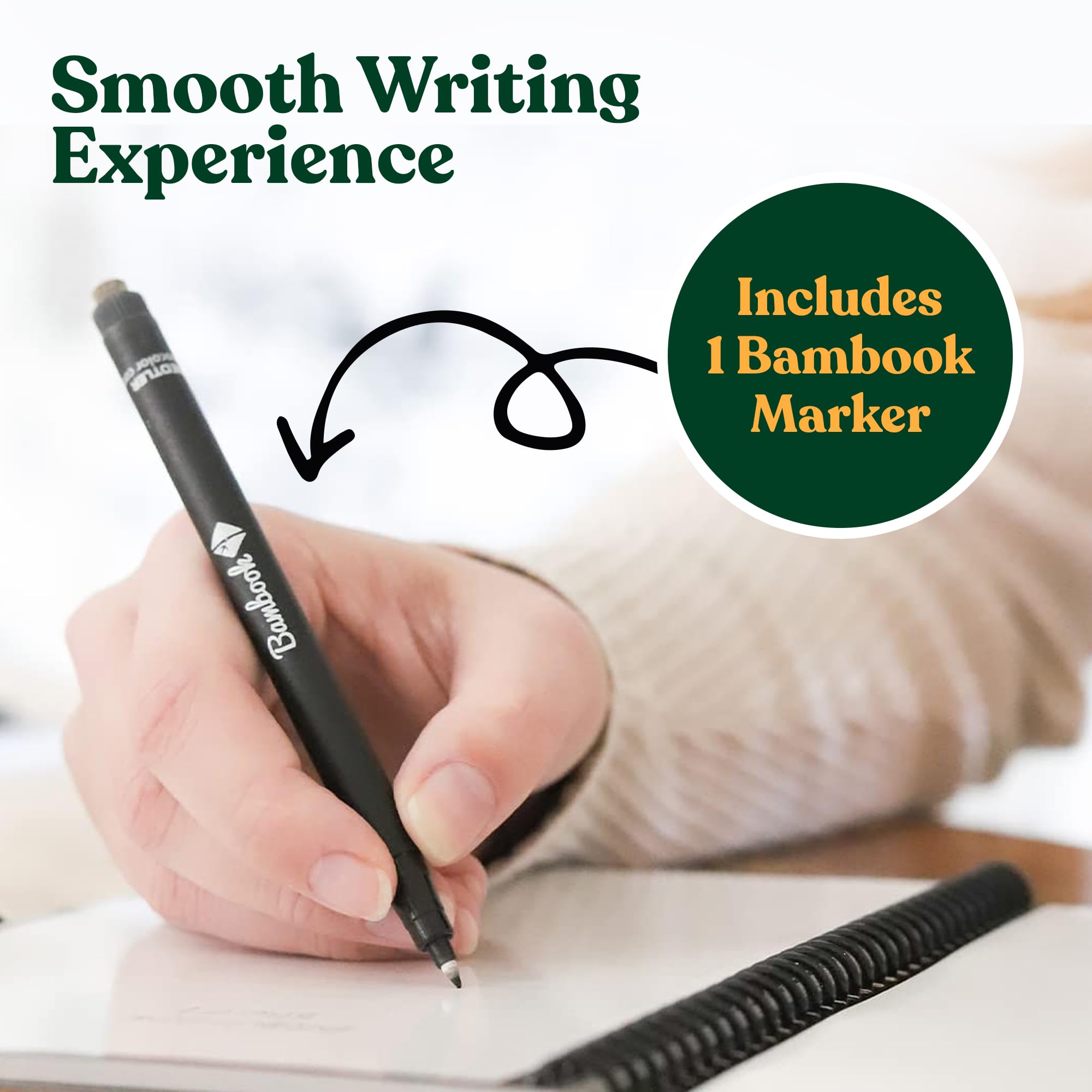 Bambook Classic Reusable Smart Notebook with Pen – Sustainable Digital Scan & Wipe Journal (Black)