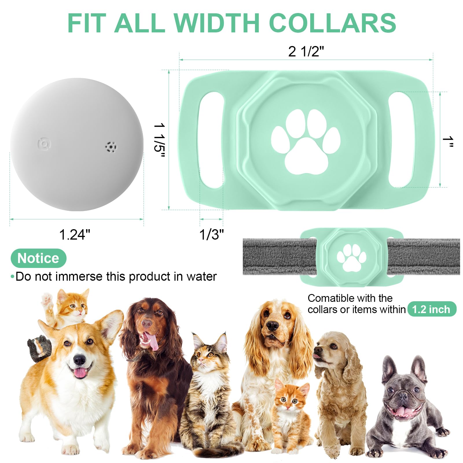 Smart Pet Tracker Compatible with Apple Find My, Waterproof GPS Tag for Cats & Dogs, No Subscription Required, Lightweight Silicone Holder