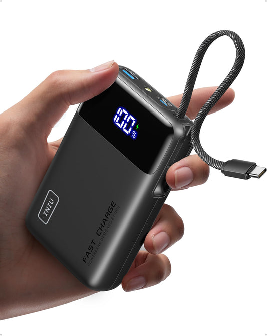 INIU 20000mAh 45W Fast Charging Power Bank – Portable Battery Pack with Built-in USB-C Cable