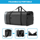 Finnhomy 100L Foldable Rolling Duffel Bag with 2 Wheels, Lightweight 32-Inch Travel Duffel with Shoulder Strap (Black/Grey)