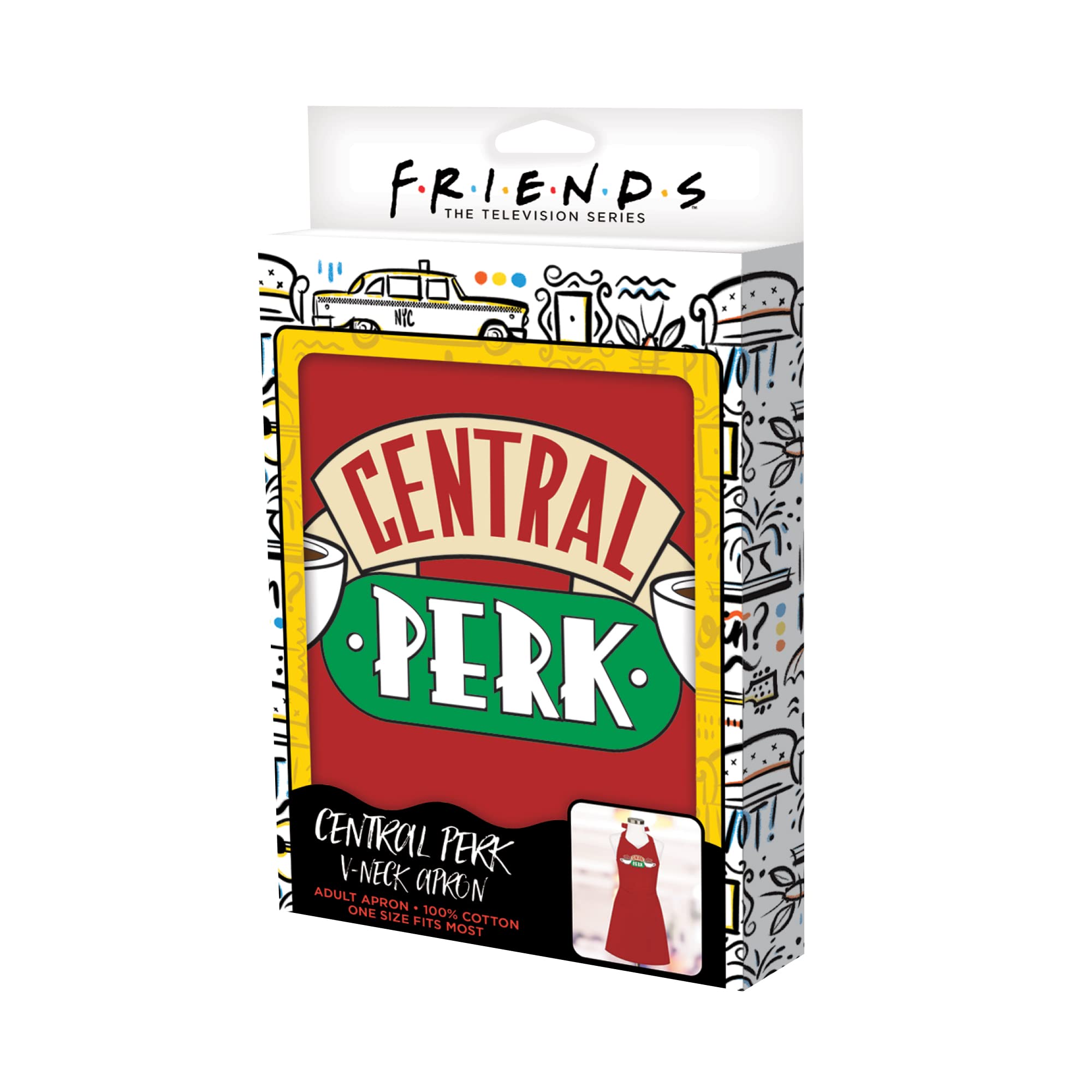 Friends™ Central Perk Red Apron – Monica & Rachel Inspired Kitchen Costume for Fans ❤️☕