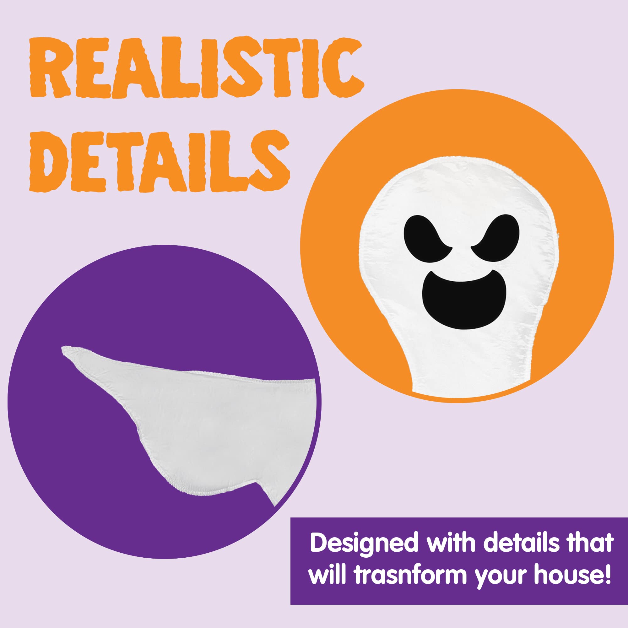 Happy Halloween Tree Ghost Decoration – 53” White Wrap-Around Ghost with Adjustable Arms (Weatherproof Outdoor Decor)