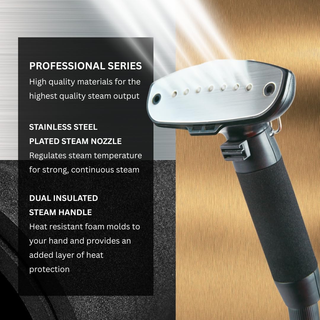 Professional Standing Garment Steamer 1500W with 1.8L Tank, Dual Bar Support and Rolling Wheels System