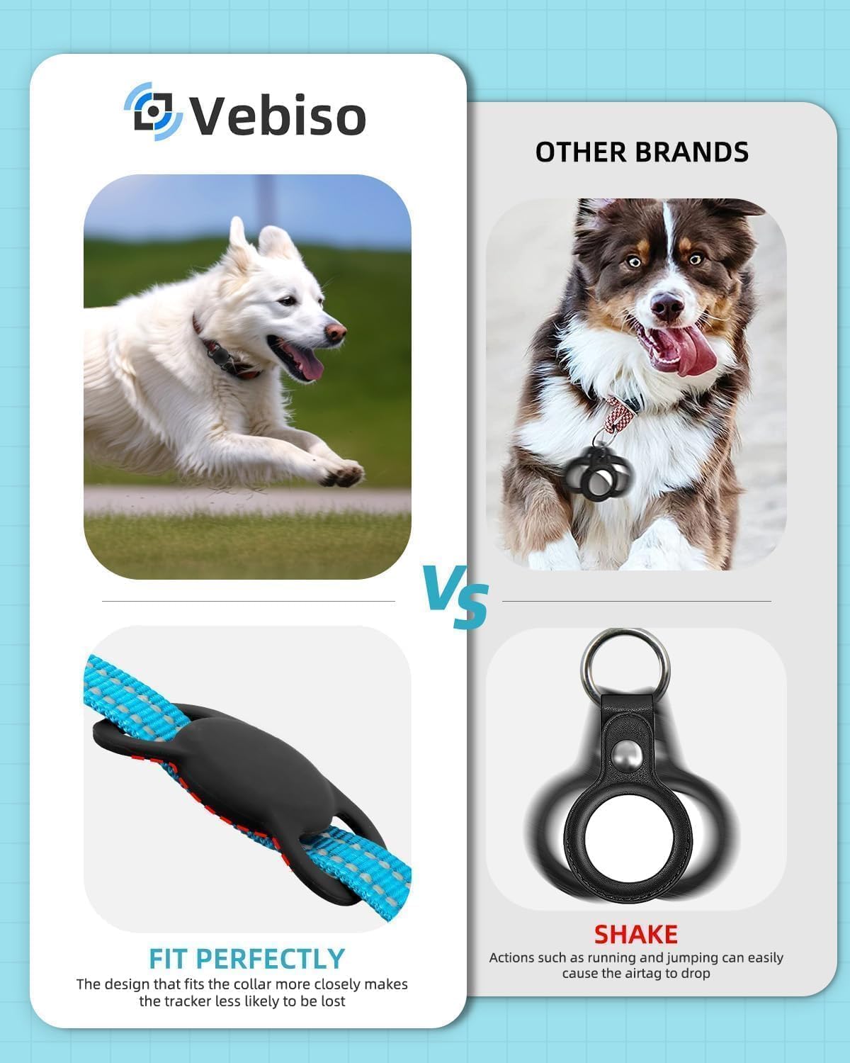 Mini Pet Tracker for Apple Find My Network with Silicone Case – No Monthly Fee Bluetooth Tracking Device for Cats & Dogs (White)