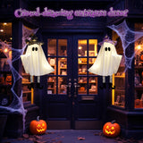 Halloween Hanging Ghost Decorations – 4 Pack Cute Witch Hat Ghost Lights with 3 Flash Modes & Bendable Arms for Indoor & Outdoor Décor