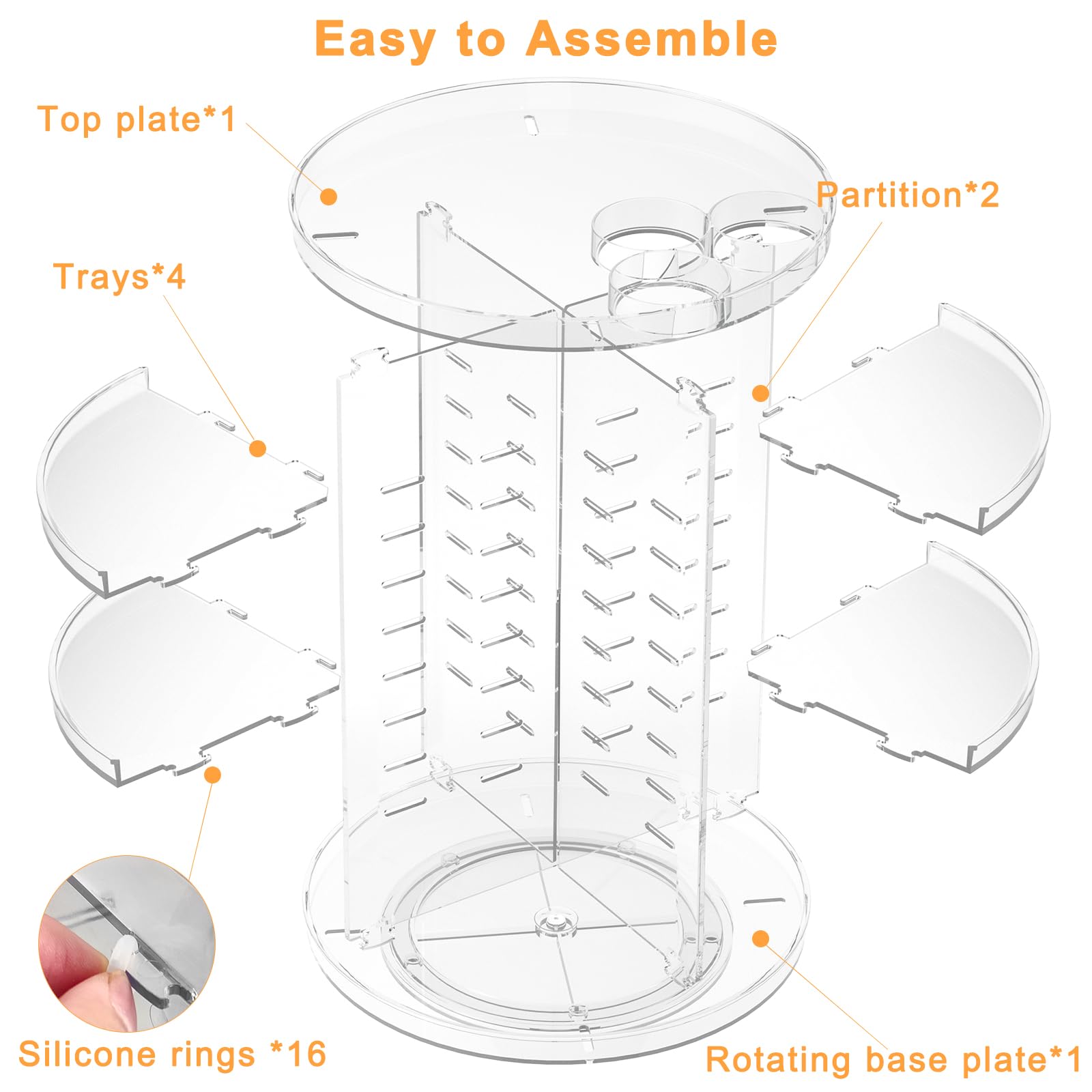 Rotating Makeup Organizer with 8 Adjustable Layers – 360° Spinning Cosmetic & Skincare Storage Carousel (Clear)