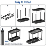 POUGNY Under Sink Organizer 2-Pack – Heavy Duty Pull-Out Cabinet Storage with Anti-Slip Base, Black PRO