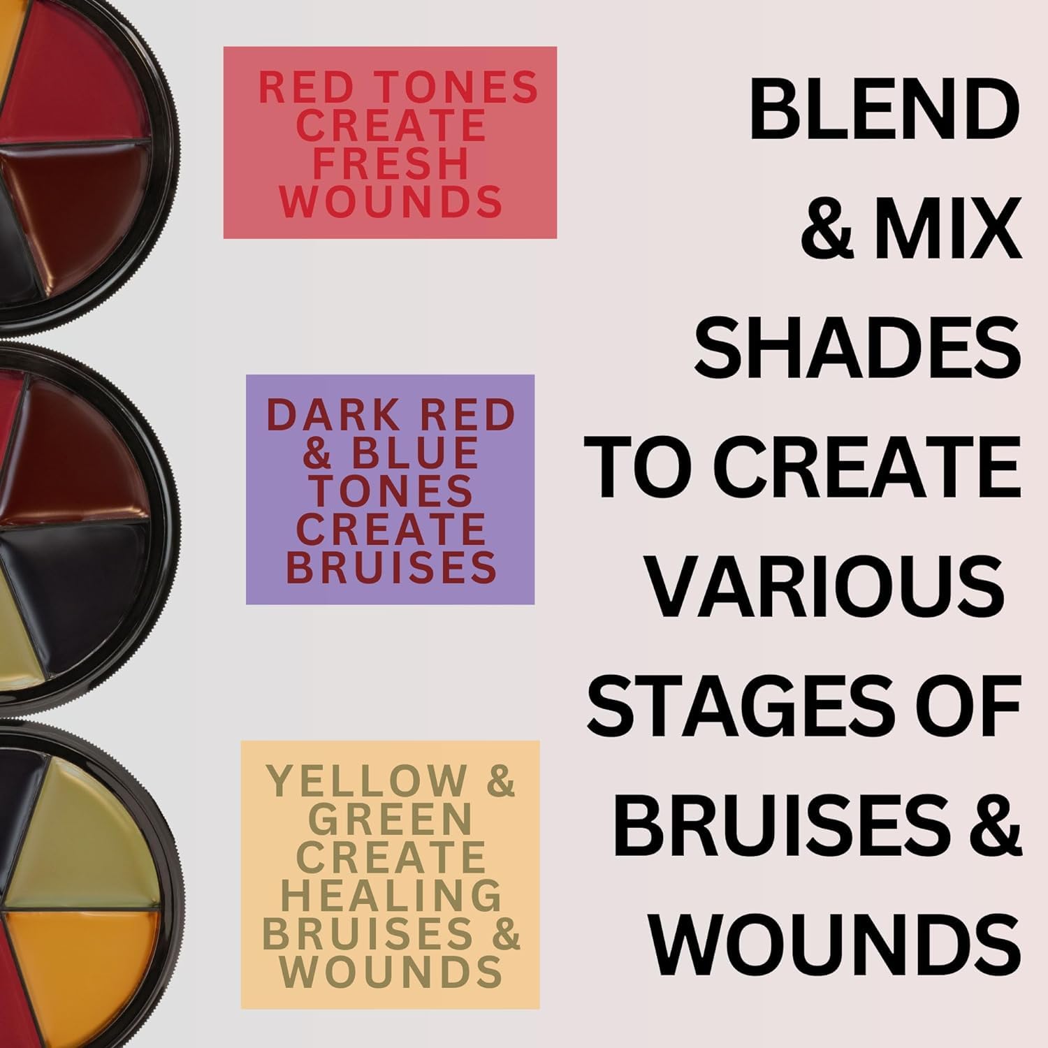 Mehron Professional 5-Color Bruise Wheel – SFX Makeup Palette for Realistic Wounds, Bruises & Halloween Effects