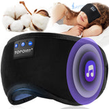 Bluetooth Sleep Mask Headphones with Light Blocking Design & 15H Battery – Soft Cotton Night Eye Mask Black
