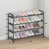 KANAV 4-Tier Expandable Shoe Rack – Adjustable Stainless Steel Shoe Organizer for Entryway & Closet (Black)