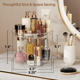 LAMU 2-Tier Lazy Susan Turntable Organizer – Clear Rotating Spice Rack for Cabinets, Pantry & Countertops (9.25”)
