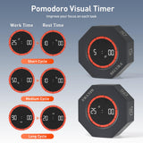 Secura Rotating Pomodoro Timer with Visual Progress Bar, Flip Countdown & Stopwatch, Rechargeable Desk Focus Timer with Adjustable Volume – Dark Gray
