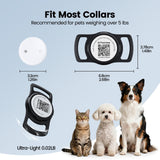 Smart Cat & Dog GPS Tracker with QR Emergency ID Tag, No Monthly Fee, Real-Time Find My Tracking, Lightweight Waterproof Collar Locator for Pets