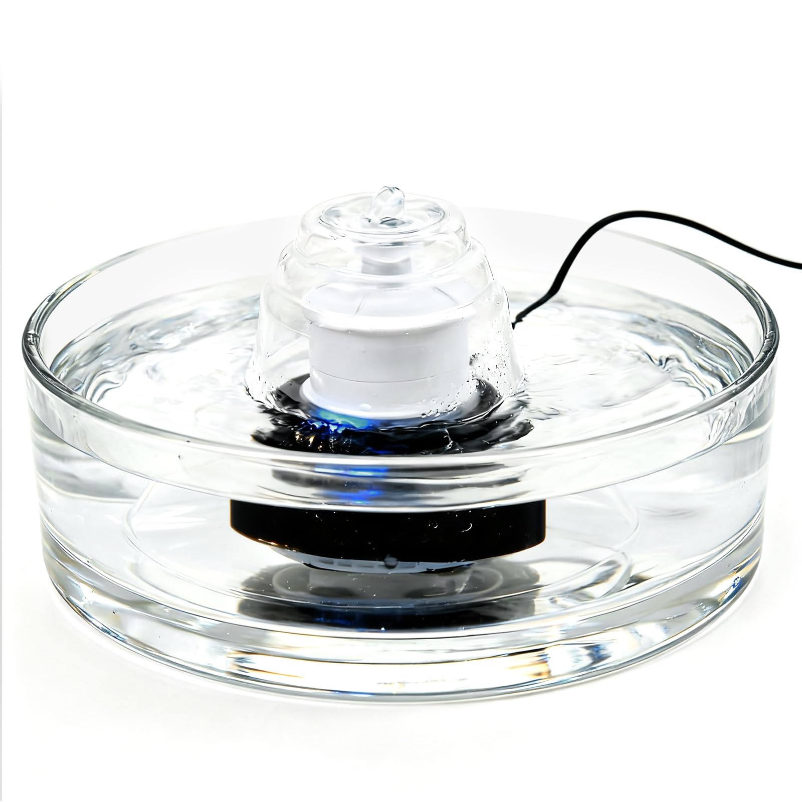 Premium Glass Cat Water Fountain 2.7L (90oz) – Ultra-Quiet Automatic Pet Hydration System (White)