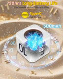 Kids-Friendly Flip Cube Pomodoro Timer with Visual LED Time Bars, Silent Mode & USB-C Rechargeable – White