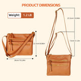 Ouchlove Women’s Vegan Leather Crossbody Bag – Large Multi-Pocket Shoulder Handbag with Adjustable Strap (Brown)