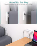 Ultra Flat Plug Power Strip – 6 Outlet Extension Cord with Right Angle Slim Design