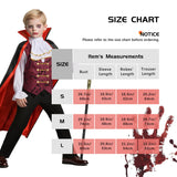 Kids Red Count Dracula Costume Set – Cape, Top, Pants & Scepter (Ages 4–12)