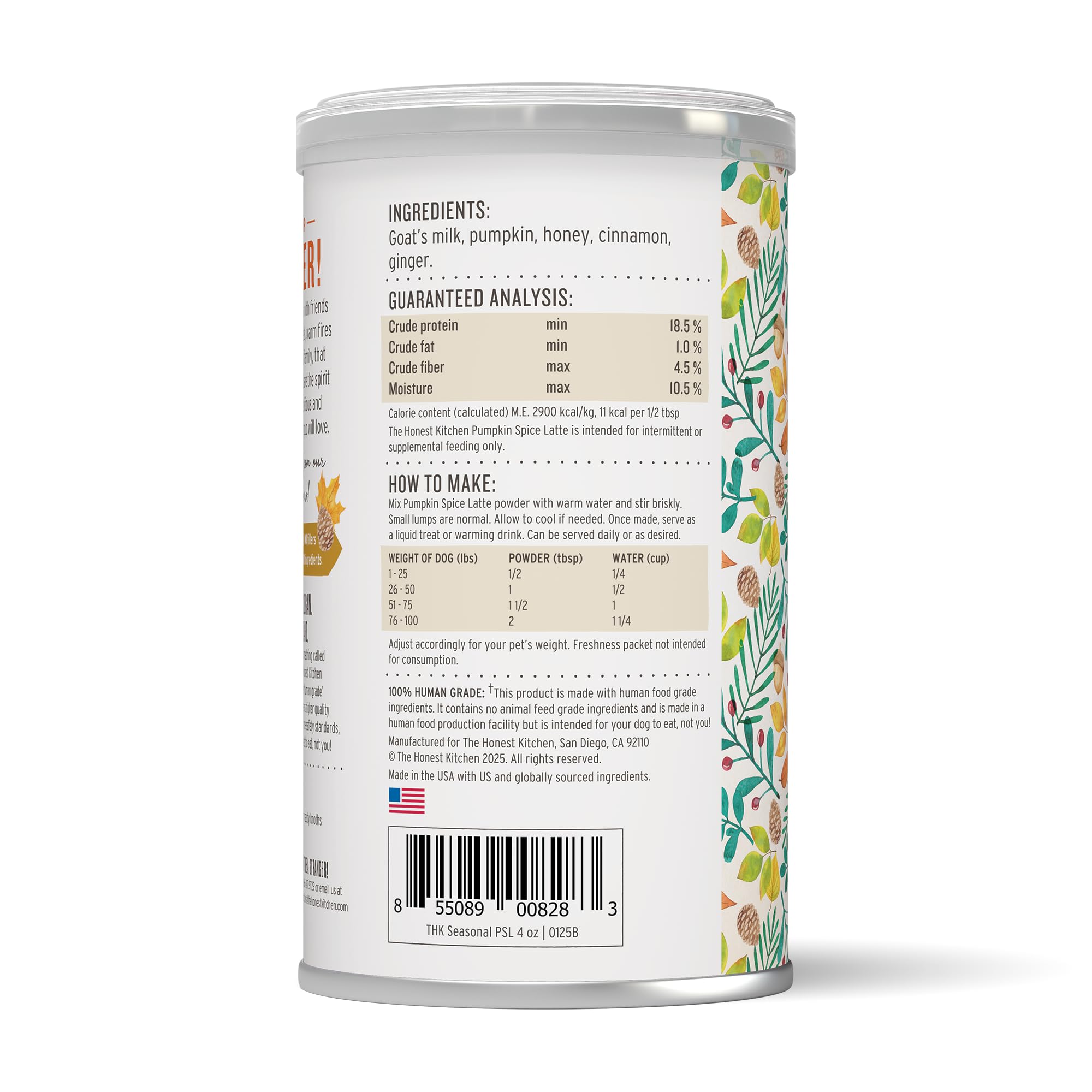 The Honest Kitchen Pumpkin Spice Latte for Dogs – Human Grade Seasonal Treat Mix (Made in USA)