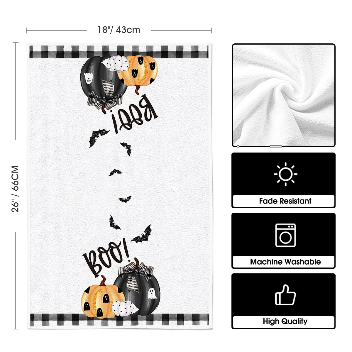 Artoid Mode Halloween Dish Towels – Set of 4 Black Kitchen Tea Towels (18x26") – Soft, Absorbent & Stylish Seasonal Décor