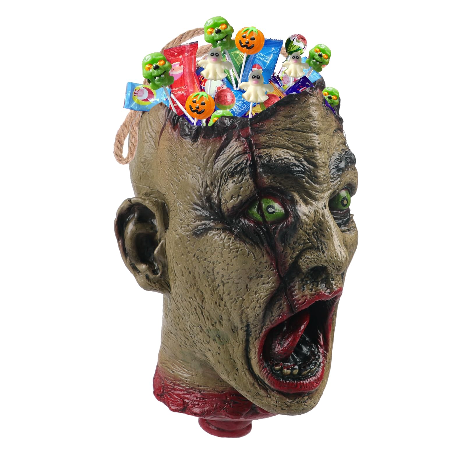 Halloween Skull Candy Bucket – Green Skeleton Trick-or-Treat Bag with Handle (Durable Reusable Candy Bowl Holder)