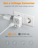 European Travel Plug Adapter with USB-C – 7 in 1 EU Power Adapter with 4 Outlets and USB Ports