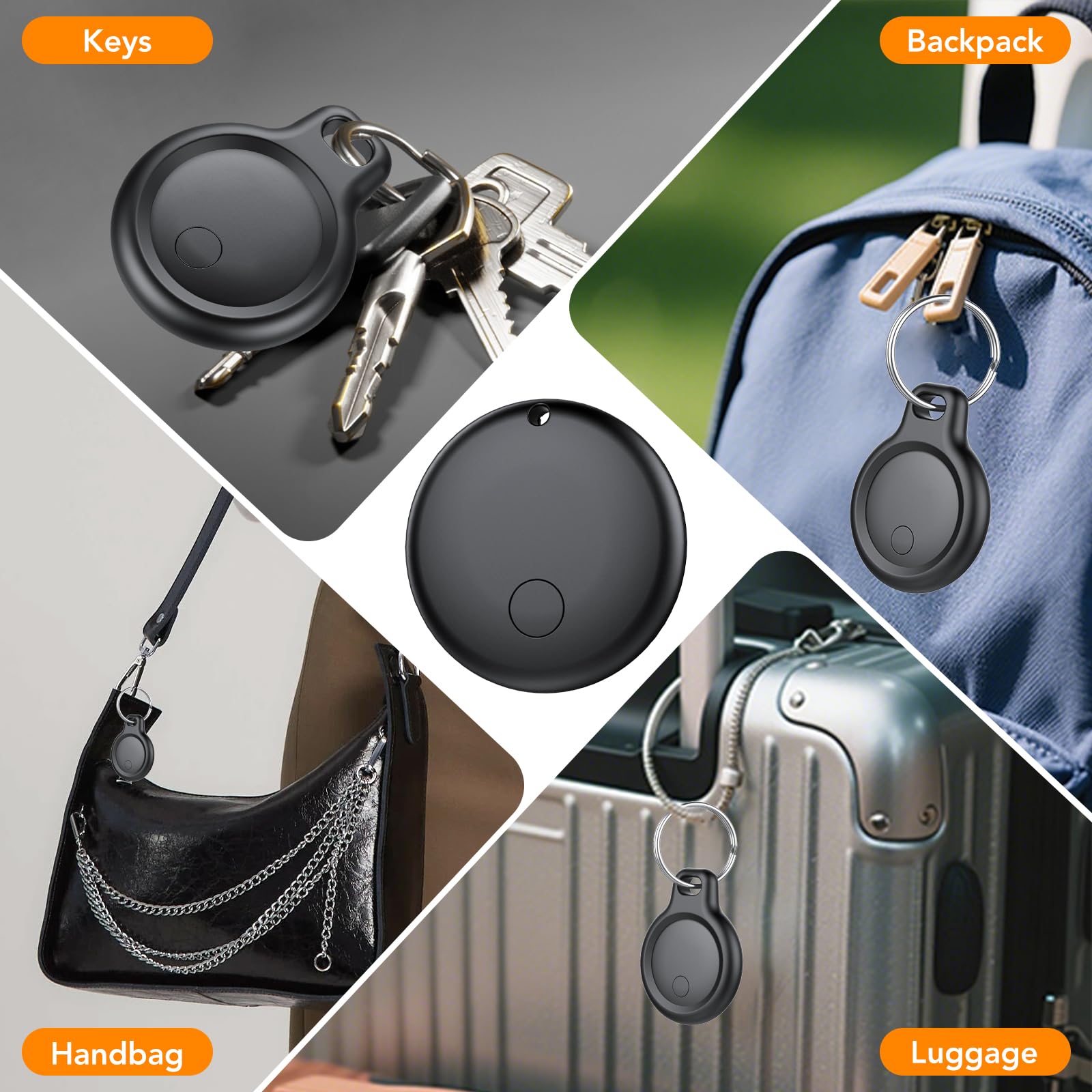 Android Bluetooth Tracker Tag 4 Pack, Find Hub Compatible Smart Item Locator with 120 ft Range, IP68 Waterproof, Replaceable Battery