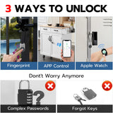 Bluetooth Fingerprint Cable Padlock with App Control, USB-C Rechargeable Smart Security Lock for Luggage, Locker & Travel Gear