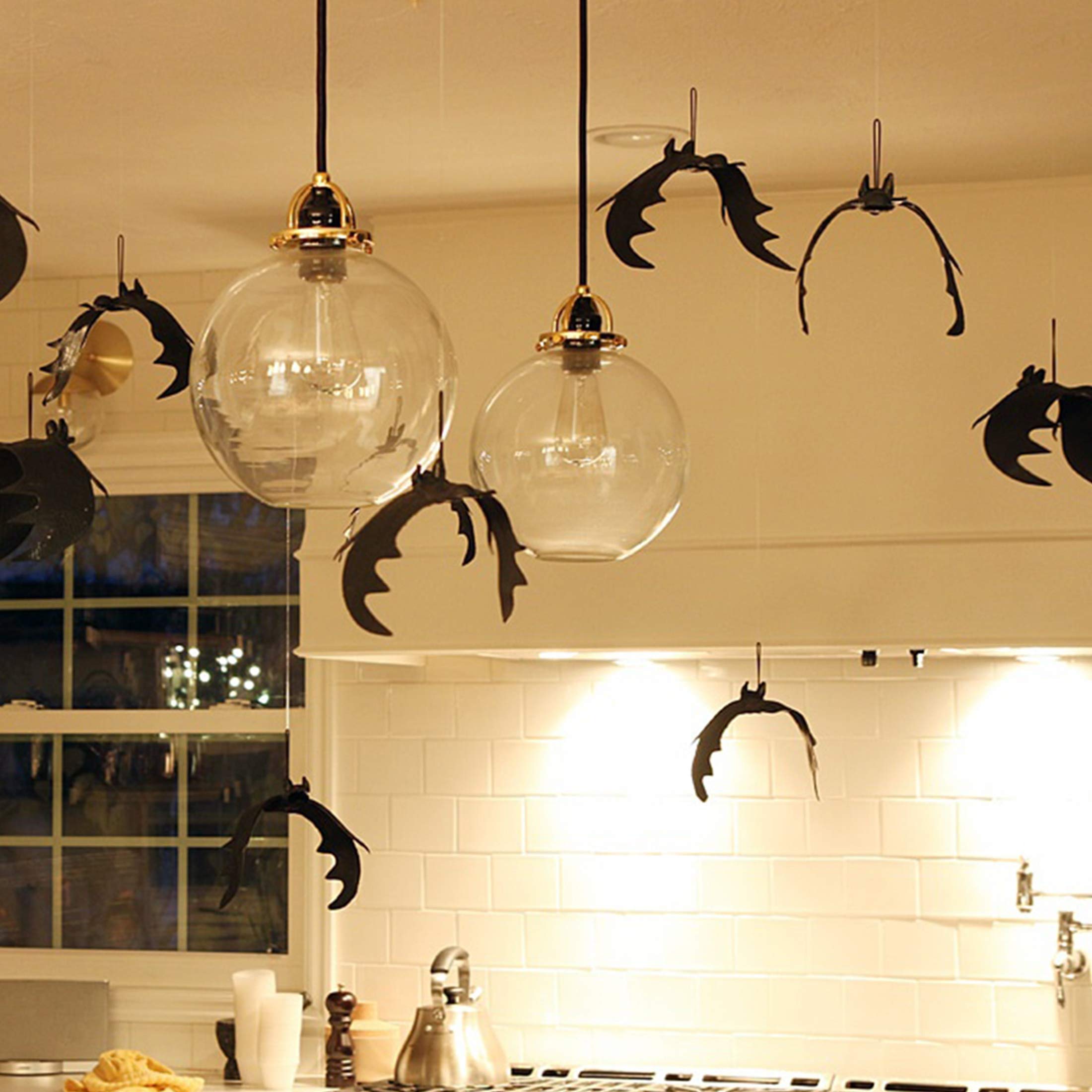 Halloween Hanging Rubber Bats – 6 Pack Realistic Bat Decorations (11-Inch Wingspan)