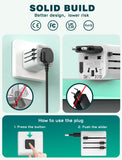 TECSIX Universal Travel Adapter – Compact 2500W Worldwide Plug Adapter for 200+ Countries (White)