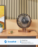 Sweetfull 6.5” USB Desk Fan Portable Quiet Mini Personal Fan with 3 Speeds & 360° Adjustable Airflow Wood Grain Design