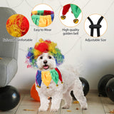 Pet Clown Costume Set – Colorful Wig & Bell Collar for Dogs and Cats (Adjustable Fit)