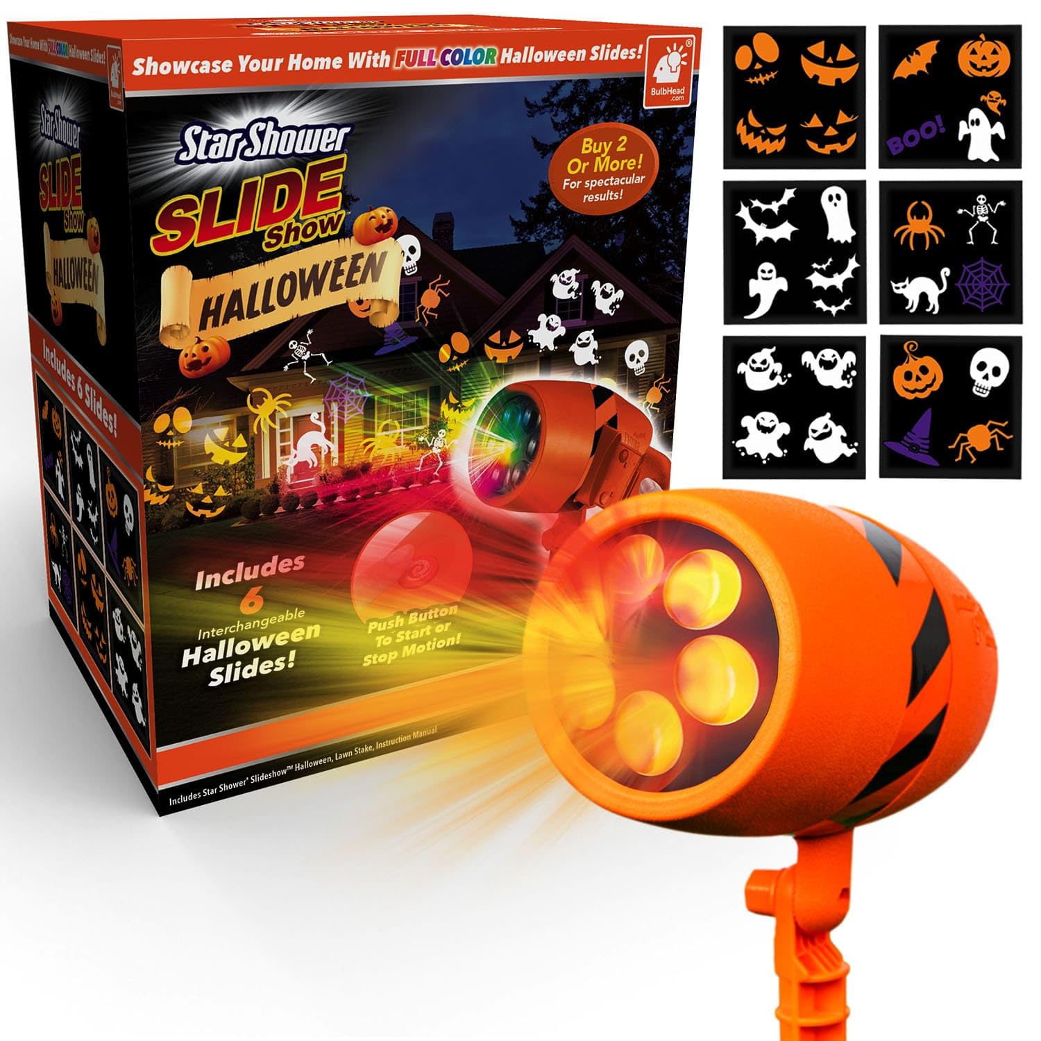 Star Shower Halloween Slide Show Projector – Orange LED Motion Light Display for Outdoor Haunted Decor