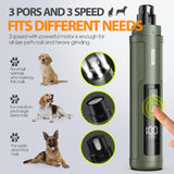 IREDOON Professional Dog Nail Grinder with LED Display & Quiet Motor – Rechargeable Pet Nail Trimmer with Adjustable Speeds (Matte Green)
