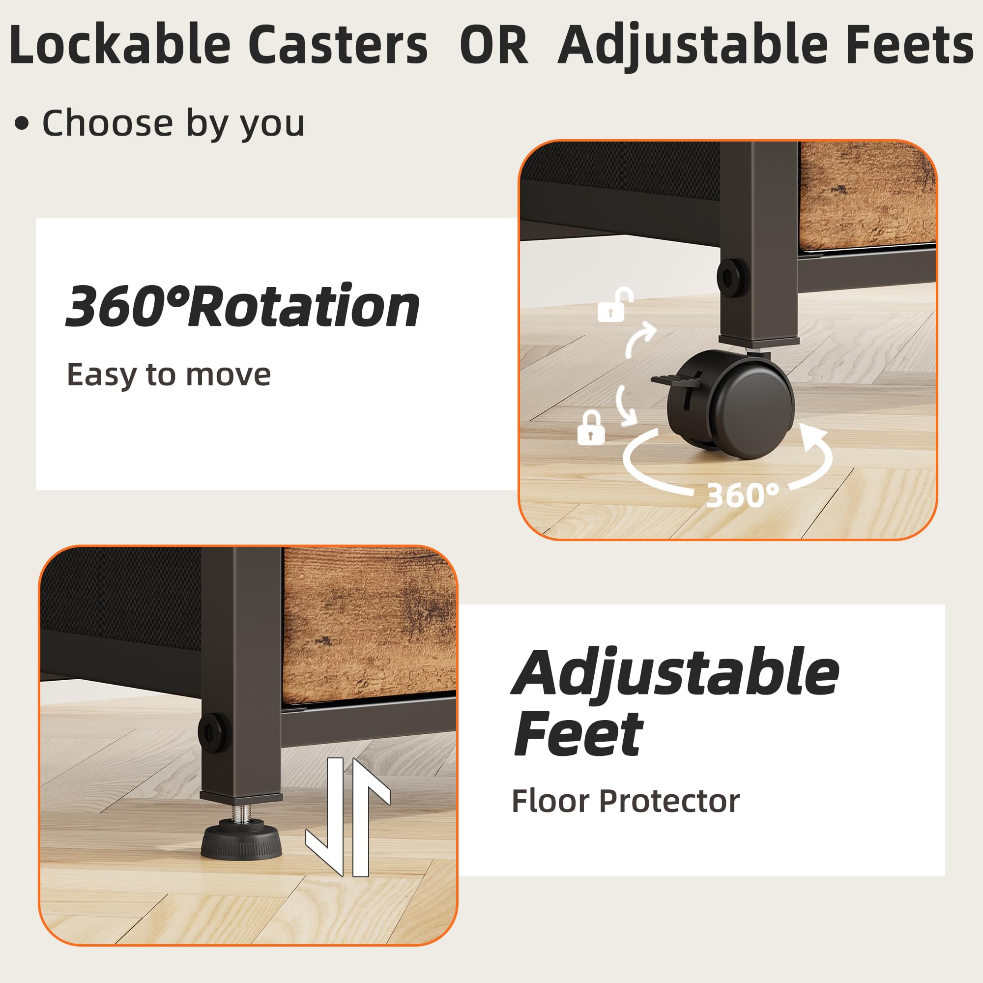 GYIIYUO 2-Drawer Rolling File Cabinet with 24” Extended Desktop – Mobile Filing Cabinet with Side Storage Bag (Light Brown)