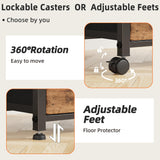 GYIIYUO 2-Drawer Rolling File Cabinet with 24” Extended Desktop – Mobile Filing Cabinet with Side Storage Bag (Light Brown)