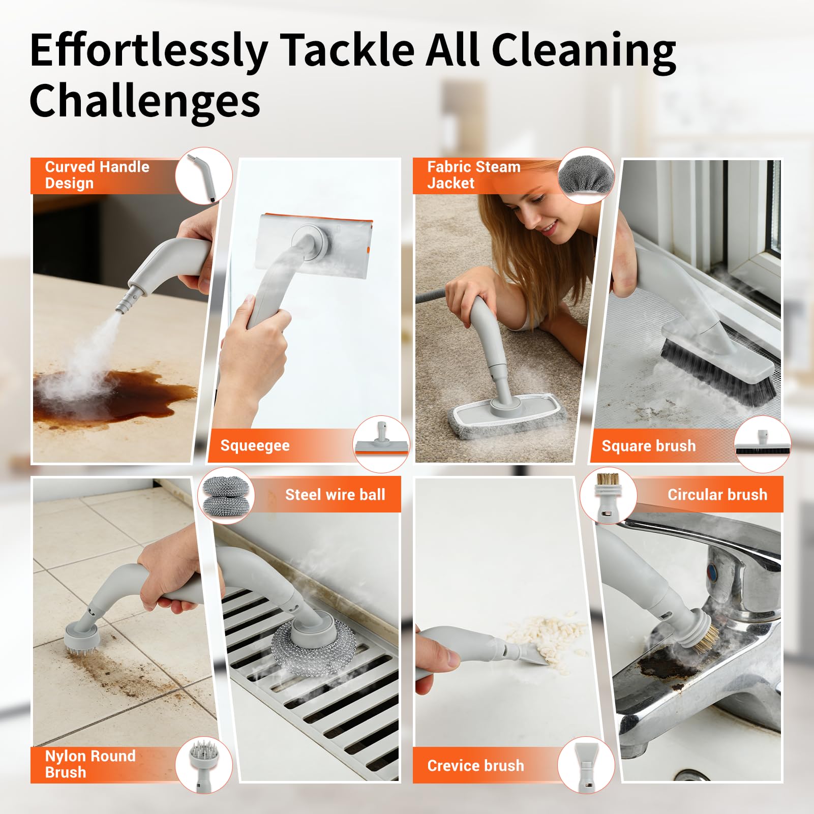 Portable Handheld Steam Cleaner 1500W High Pressure Multi-Surface Cleaning System with 9 Accessories